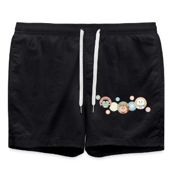 Cute Animals - Christmas Pattern - Swim Trunks - black - Front - AI Model Male 185 light (185cm)