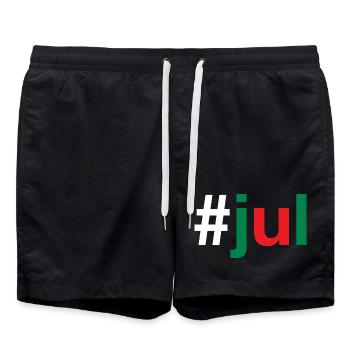 JUL Christmas Hashtag - Badeshorts - Schwarz - Vorne - AI Model Male 185 light (185cm)