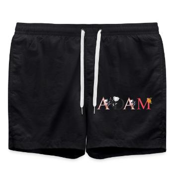ADAM Name Art With Flowers Embroidered - Swim Trunks - black - Front - AI Model Male 185 light (185cm)