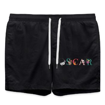OSCAR Namenskunst mit gestickten Blumen - Badeshorts - Schwarz - Vorne - AI Model Male 185 light (185cm)