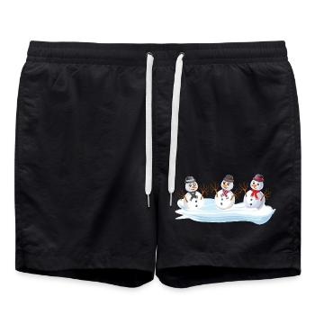 Snowmen - Snowman Christmas squad - Swim Trunks - black - Front - AI Model Male 185 light (185cm)