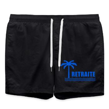 RUHESTAND. FEIERTAG. RUHESTAND. PENSIONIERT. RUHESTAND. - Badeshorts - Schwarz - Vorne - AI Model Male 185 light (185cm)