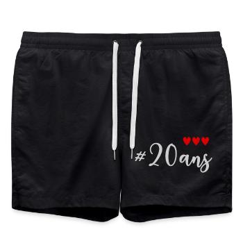 20. 20. JAHRESTAG. 20-JÄHRIGES JUBILÄUM. 20 JAHRE. - Badeshorts - Schwarz - Vorne - AI Model Male 185 light (185cm)