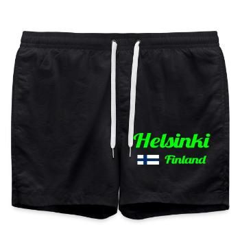 Helsinki Finnland - Stylische Drucke - Badeshorts - Schwarz - Vorne - AI Model Male 185 light (185cm)