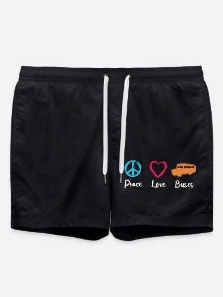 Peace Love Buses - Swim Trunks - black