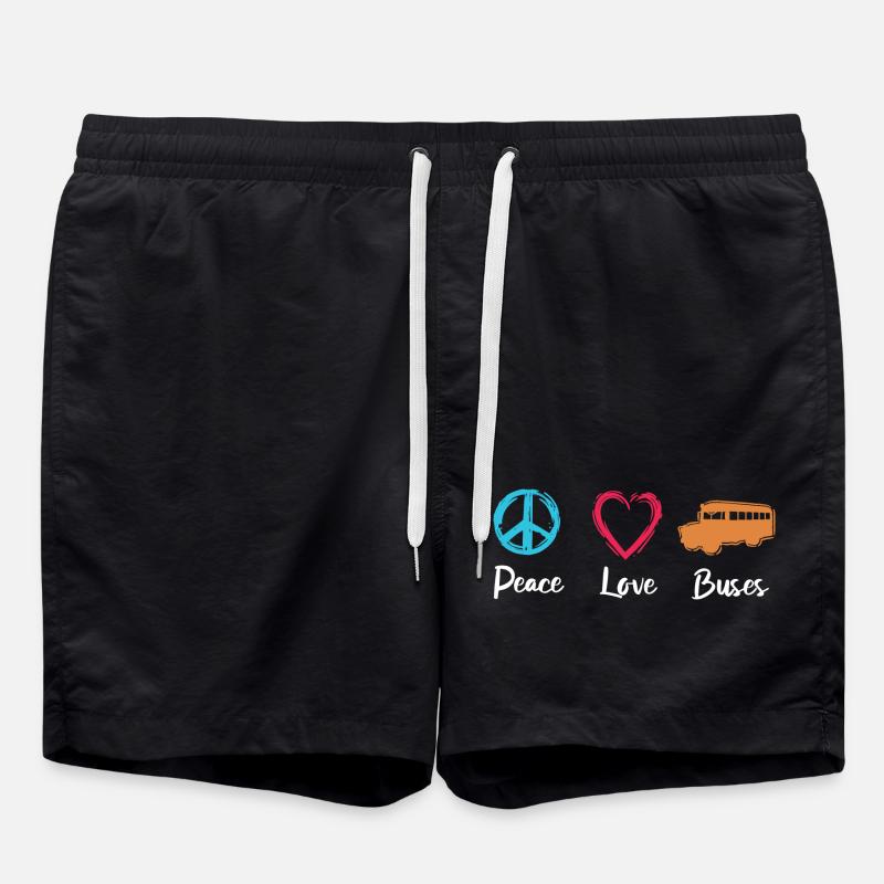 Peace Love Buses - Swim Trunks - black