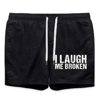 I Laugh me broken denglish - Badeshorts - Schwarz - Vorne - AI Model Male 185 light (185cm)