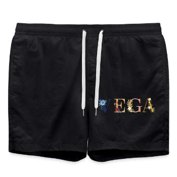 VIGA Namenskunst mit gestickten Blumen - Badeshorts - Schwarz - Vorne - AI Model Male 185 light (185cm)