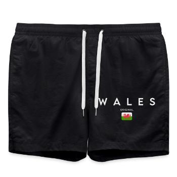 Flagge von Wales, walisischer Stolz - Badeshorts - Schwarz - Vorne - AI Model Male 185 light (185cm)