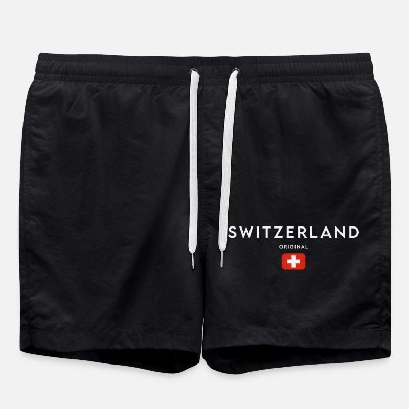 Flagge der Schweiz, Schweizer Stolz - Badeshorts - Schwarz