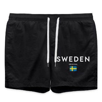 Flagge von Schweden, schwedischer Stolz - Badeshorts - Schwarz - Vorne - AI Model Male 185 light (185cm)
