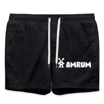 Amrum Windmühle - Badeshorts - Schwarz - Vorne - AI Model Male 185 light (185cm)