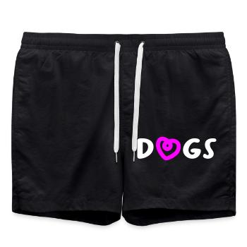 Dogs Herz Hunde Hundeliebe Liebe Love Wauwau Fan - Badeshorts - Schwarz - Vorne - AI Model Male 185 light (185cm)