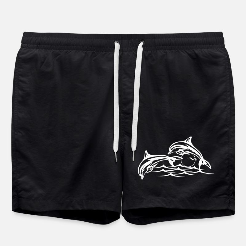 Weiße Delfine - Badeshorts - Schwarz