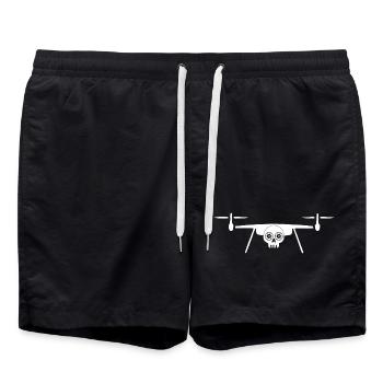 Skull Drone (White) - Swim Trunks - black - Front - AI Model Male 185 light (185cm)