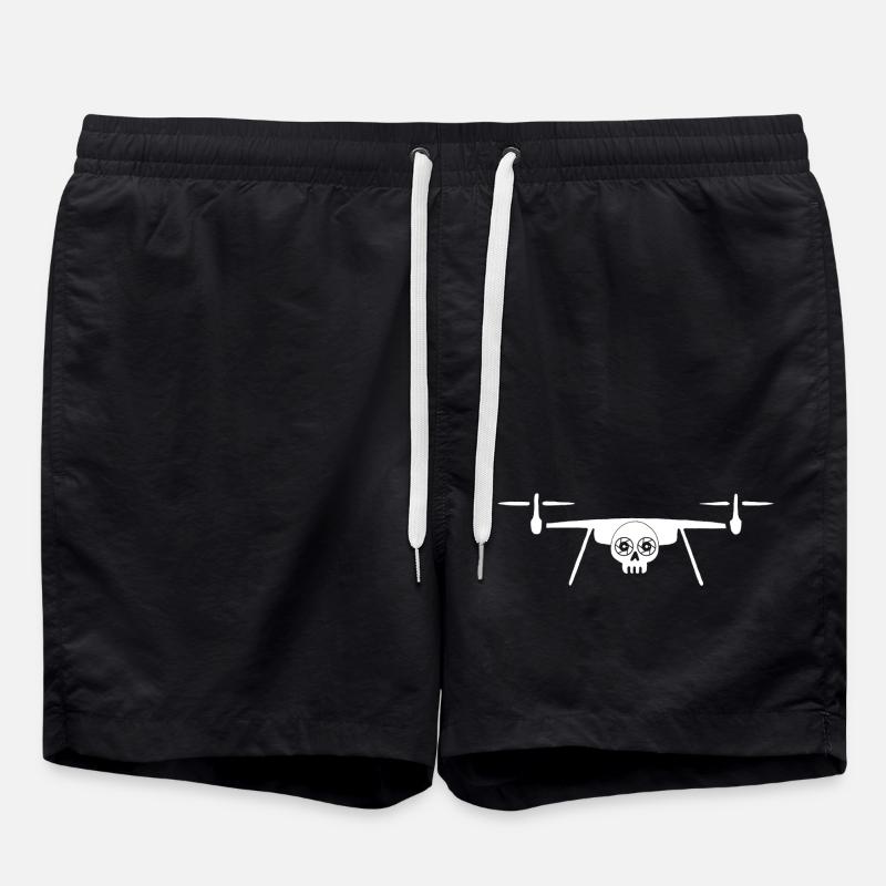 Skull Drone (White) - Swim Trunks - black