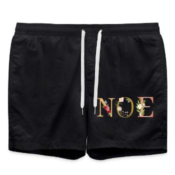 NOE Name Art With Flowers Embroidered - Swim Trunks - black - Front - AI Model Male 185 light (185cm)