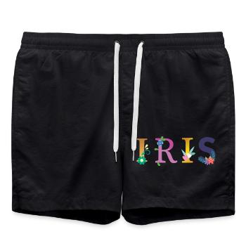 Nom IRIS orné de fleurs - Short de bain - noir - Devant - AI Model Male 185 light (185cm)