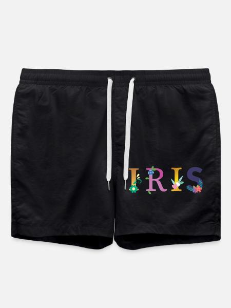 IRIS Name mit Blumen geschmückt - Badeshorts - Schwarz