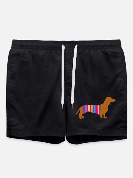 Teckel Rayure Chien Chien Race Chien Chien Promenade Bello Fan - Short de bain - noir