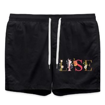 Le nom LISE décoré de fleurs - Short de bain - noir - Devant - AI Model Male 185 light (185cm)