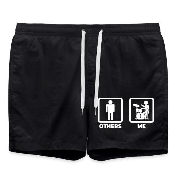 Schlagzeuger Strichmännchen - Badeshorts - Schwarz - Vorne - AI Model Male 185 light (185cm)