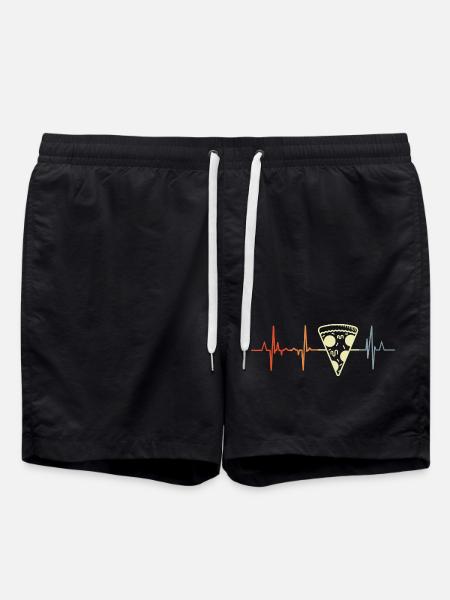 Ich liebe Pizza Herzschlag - Badeshorts - Schwarz