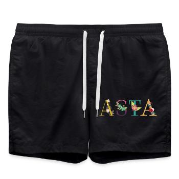 ASTA Name Decorated with Flowers - Swim Trunks - black - Front - AI Model Male 185 light (185cm)