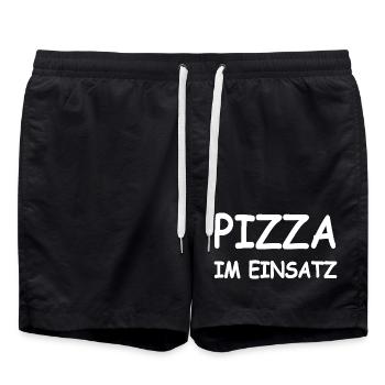 Pizza - Badeshorts - Schwarz - Vorne - AI Model Male 185 light (185cm)
