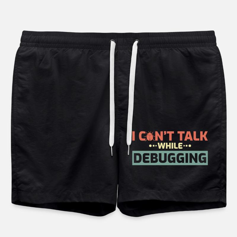I Can't Talk While Debugging - Swim Trunks - black