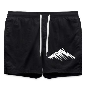 Berg Silhouette Outdoor Symbol Wandern klettern - Badeshorts - Schwarz - Vorne - AI Model Male 185 light (185cm)