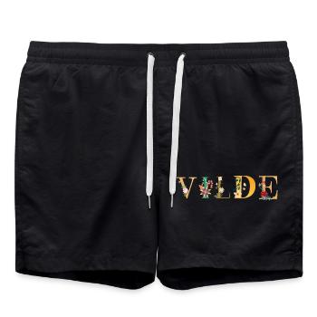 VILDE name decorated with flowers - Swim Trunks - black - Front - AI Model Male 185 light (185cm)