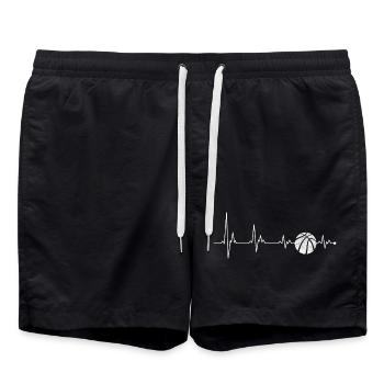 Heartbeat Pulse mit Basketball - Badeshorts - Schwarz - Vorne - AI Model Male 185 light (185cm)