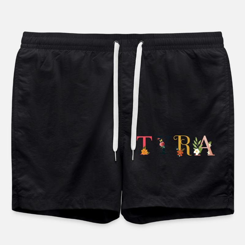 TYRA Name mit Blumen geschmückt - Badeshorts - Schwarz
