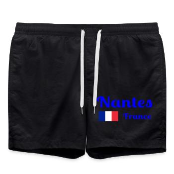 Nantes, France- Imprimés élégants - Short de bain - noir - Devant - AI Model Male 185 light (185cm)