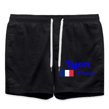 Lyon France- Imprimés stylés - Short de bain - noir - Devant - AI Model Male 185 light (185cm)