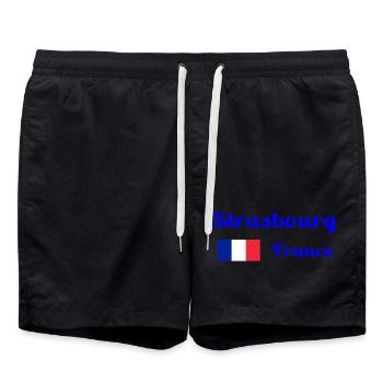 Strasbourg France- Stylish prints - Swim Trunks - black - Front - AI Model Male 185 light (185cm)