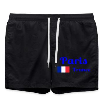 Paris France- Stylish prints - Swim Trunks - black - Front - AI Model Male 185 light (185cm)