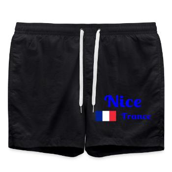 Nice France- Stylish prints - Swim Trunks - black - Front - AI Model Male 185 light (185cm)