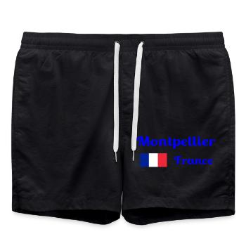 Montpellier, Frankreich - Stilvolle Drucke - Badeshorts - Schwarz - Vorne - AI Model Male 185 light (185cm)