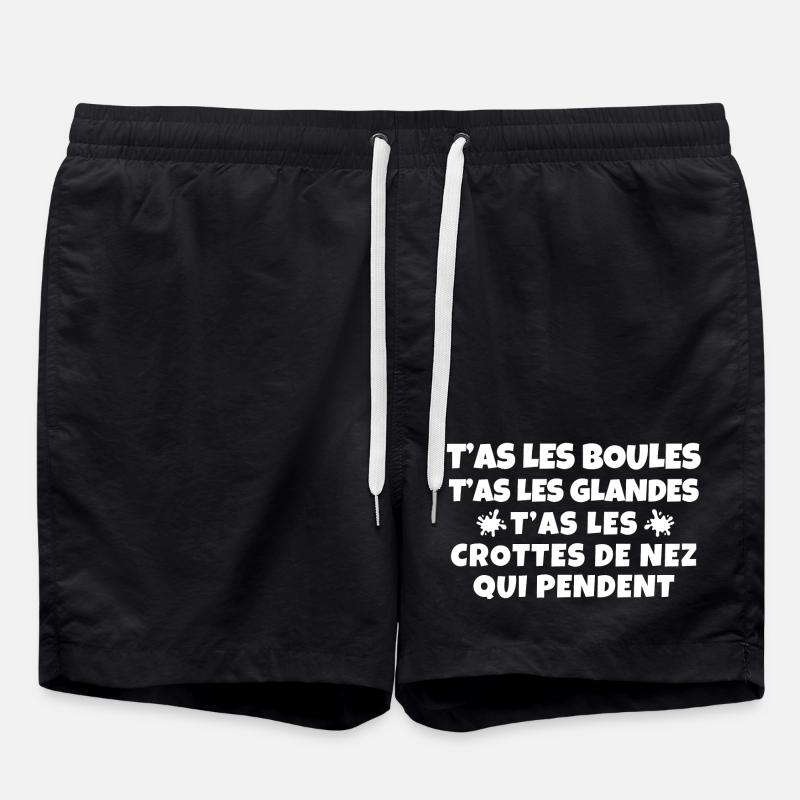 jalousie, crotte de nez, phrase drôles - Short de bain - noir