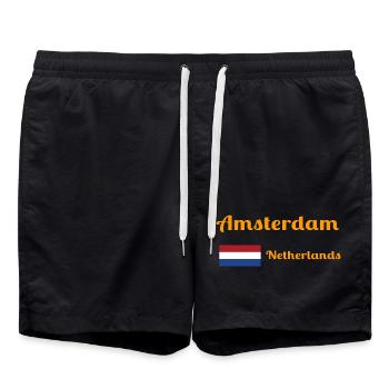 Amsterdam Netherlands- Stylish prints - Swim Trunks - black - Front - AI Model Male 185 light (185cm)