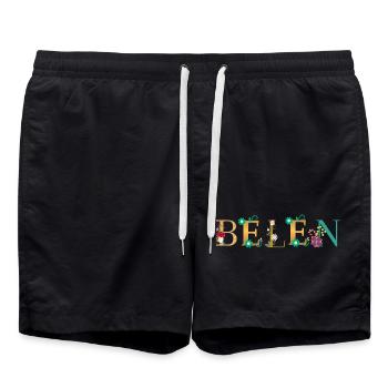Le nom BELEN décoré de fleurs - Short de bain - noir - Devant - AI Model Male 185 light (185cm)