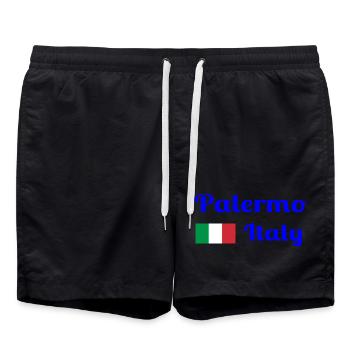 Palerme, Italie - Imprimés élégants - Short de bain - noir - Devant - AI Model Male 185 light (185cm)