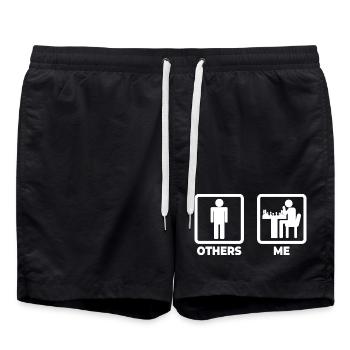 Schach Strichmännchen - Badeshorts - Schwarz - Vorne - AI Model Male 185 light (185cm)