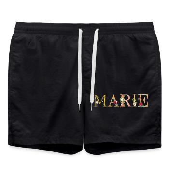 Le prénom de MARIE est décoré de fleurs - Short de bain - noir - Devant - AI Model Male 185 light (185cm)