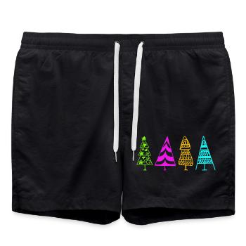 Illustration d’arbre de Noël coloré - Short de bain - noir - Devant - AI Model Male 185 light (185cm)