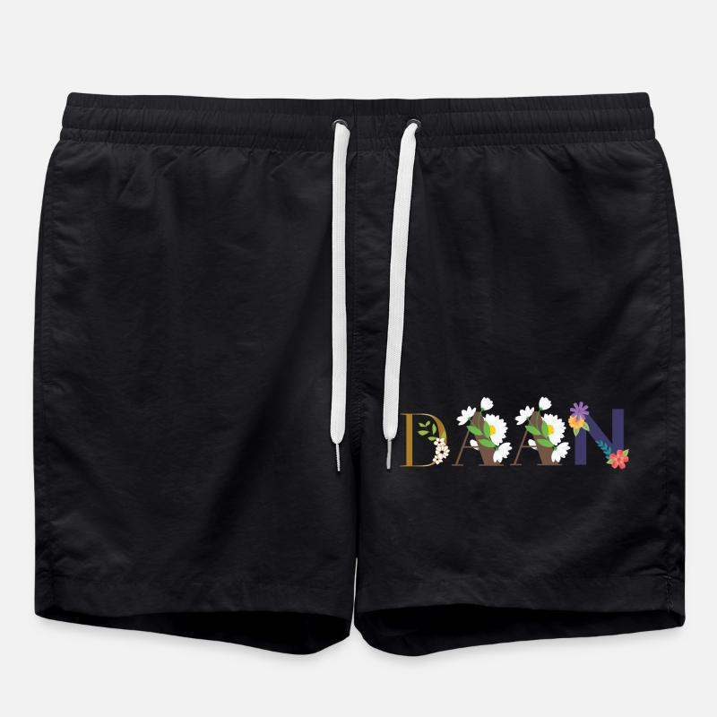 DAAN Name mit Blumen geschmückt - Badeshorts - Schwarz