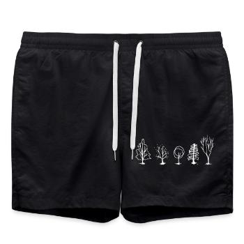 Five Tree Lineart Forest - Swim Trunks - black - Front - AI Model Male 185 light (185cm)