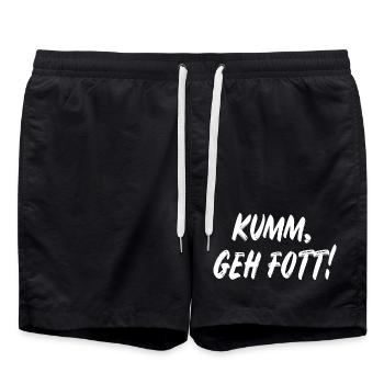 Komm geh fott! - Badeshorts - Schwarz - Vorne - AI Model Male 185 light (185cm)